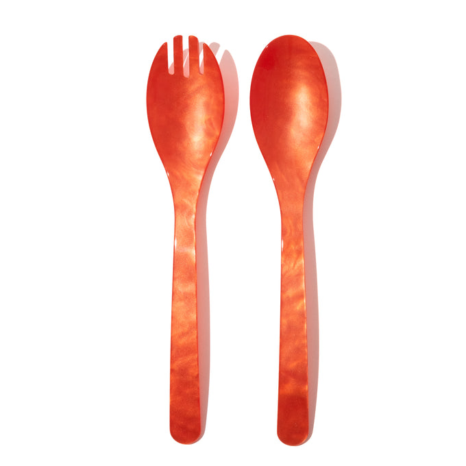 Heim und Soehne Salatbesteck aus Acryglas in Koralle