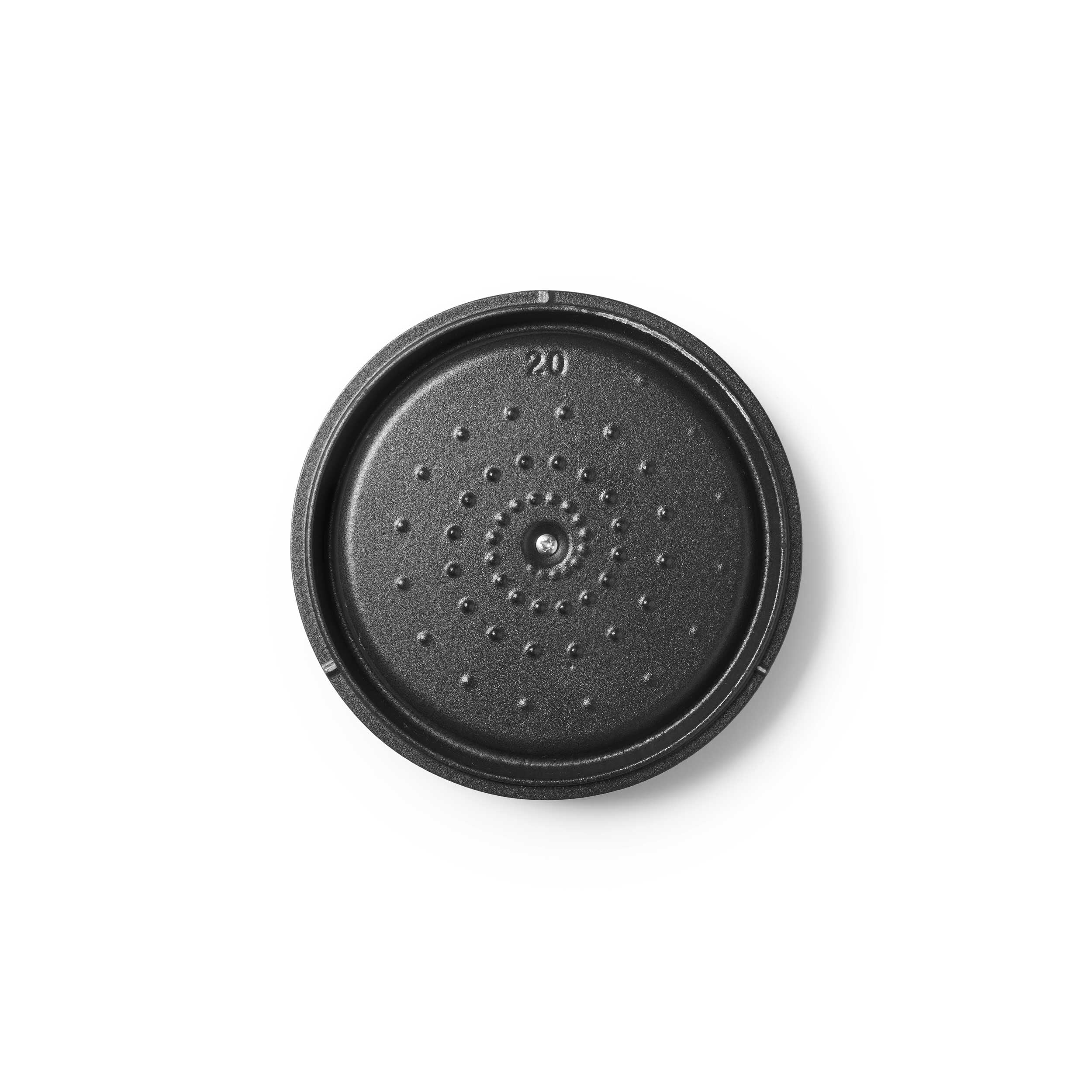 Schwarzer Invicta Schmortopf rund klein Deckel Innenansicht