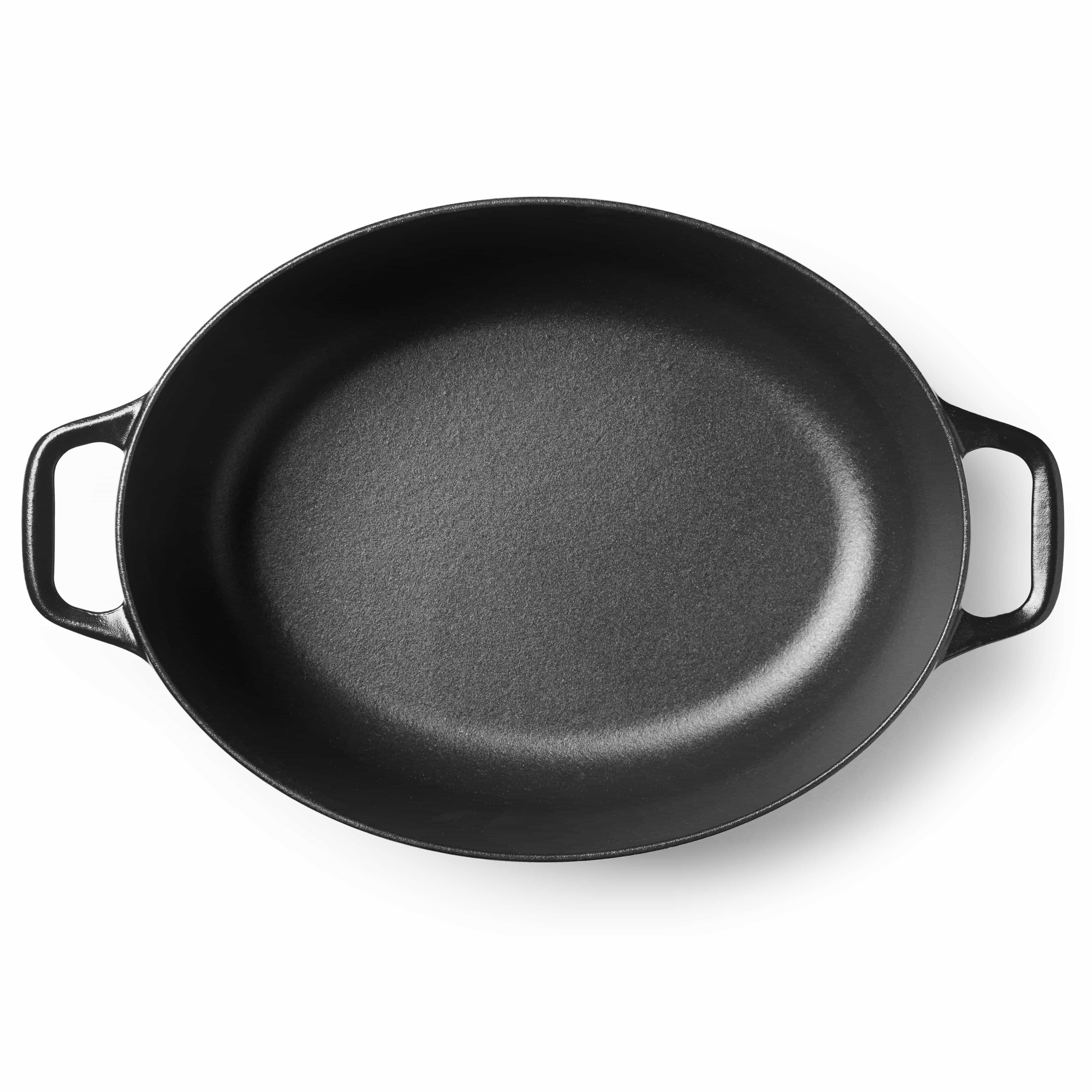 Schwarzer Invicta Schmortopf oval gross Innenansicht