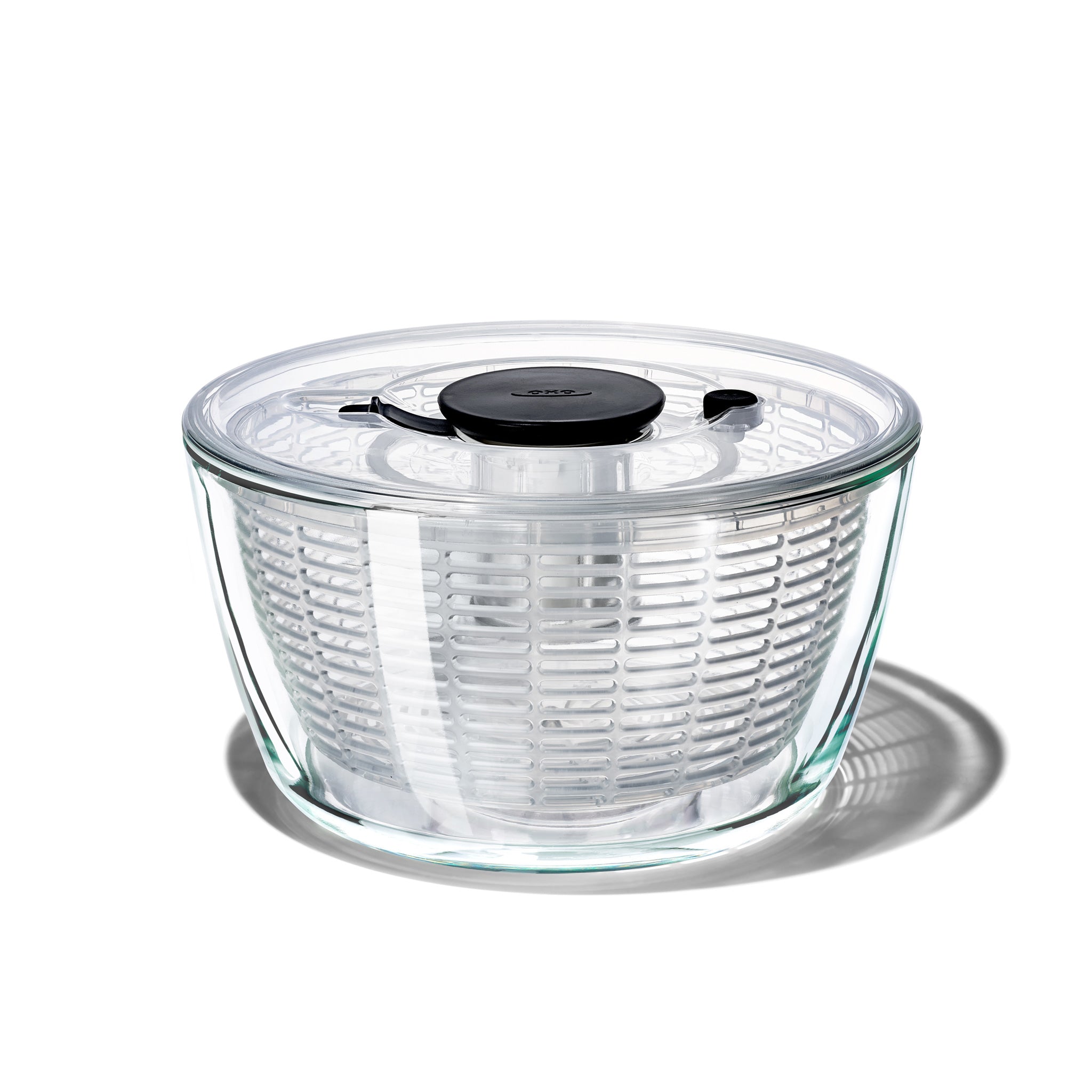 Oxo Good Grips Salatschleuder aus Borosilikatglas mit geschlossenem Pump-Mechanismus