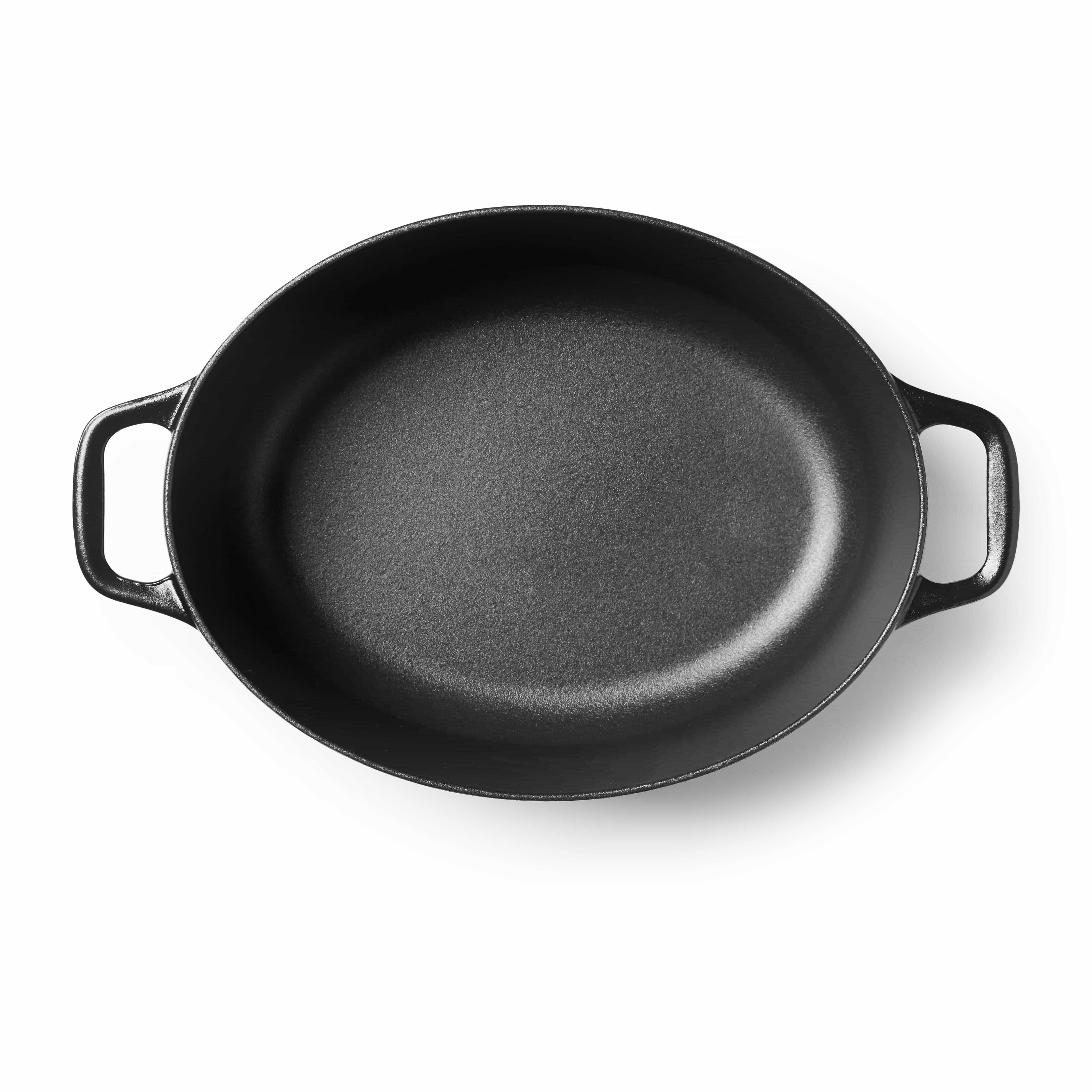 Schwarzer Invicta Schmortopf oval klein Innenansicht