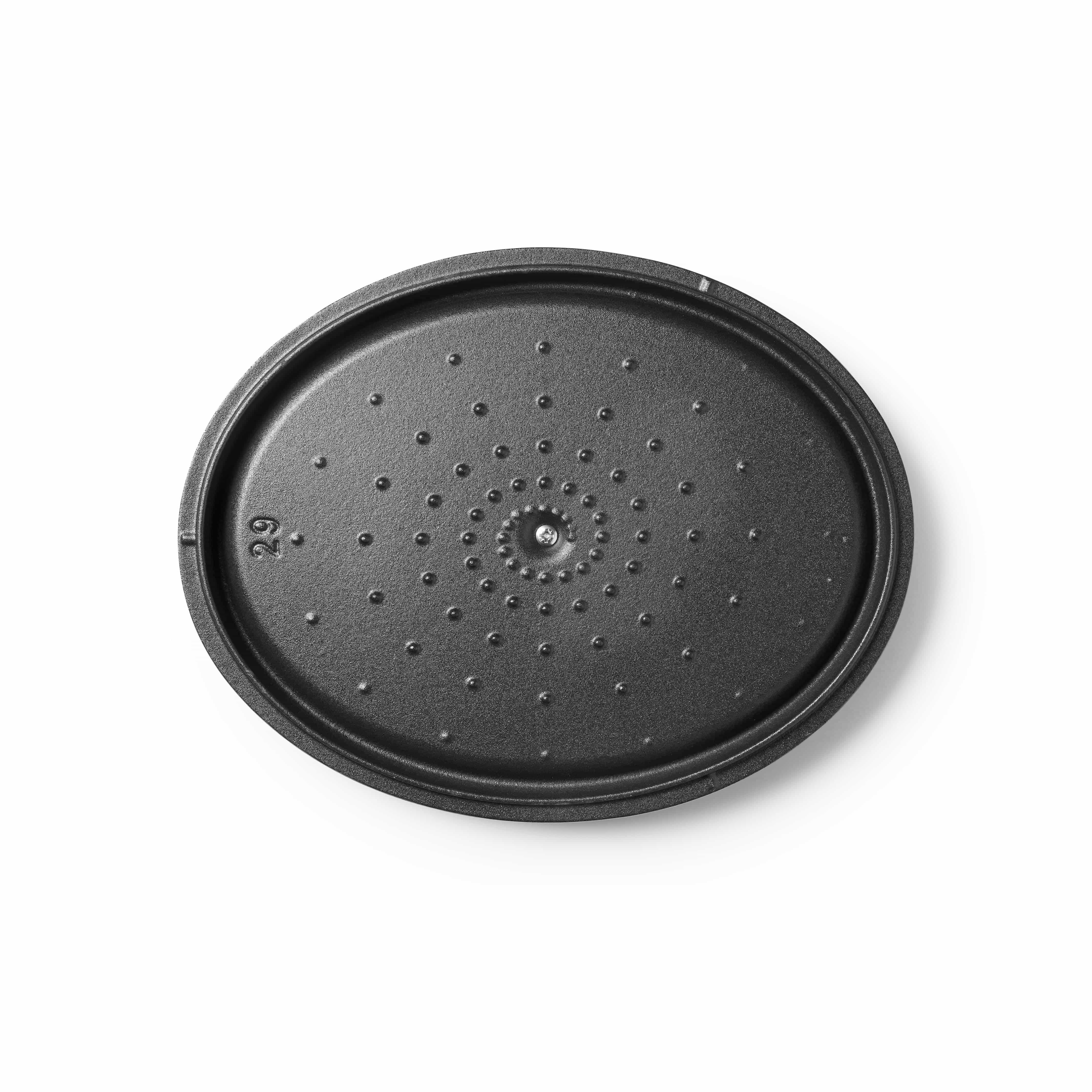 Schwarzer Invicta Schmortopfdeckel oval klein Ansicht der Innenseite