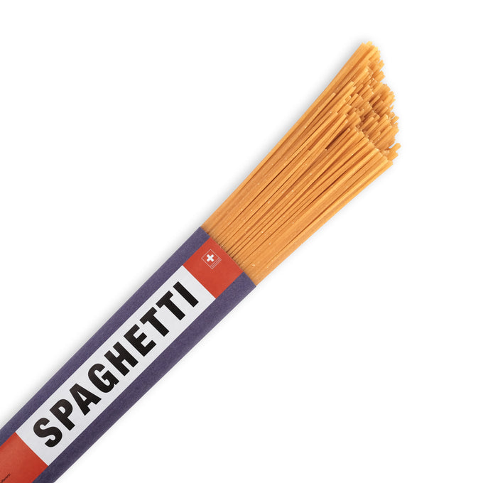 Halb offene Verpackung der Spaghetti di Poschiavo