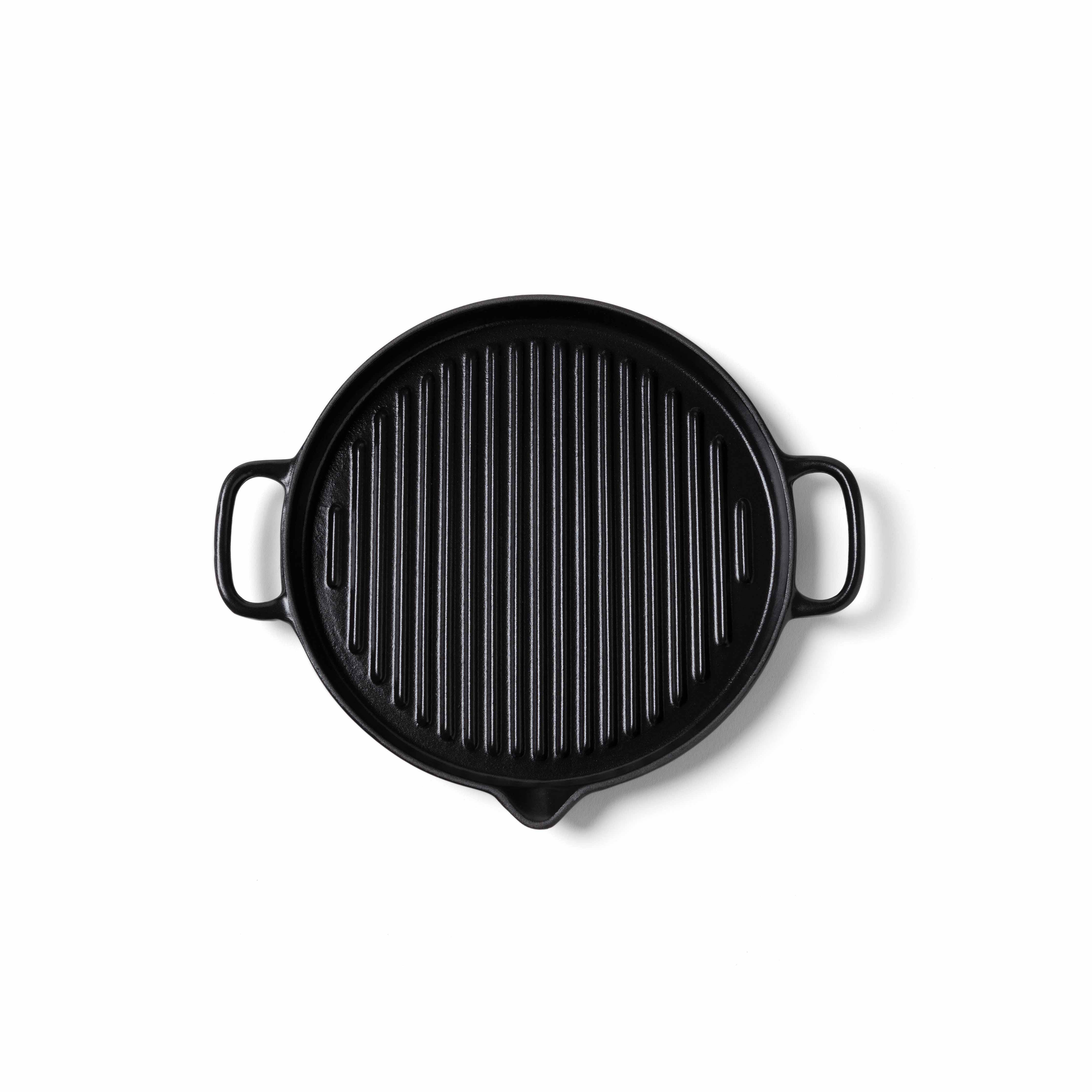 Runde Grillpfanne aus Gusseisen mit Rillen von Invicta aus Frankreich