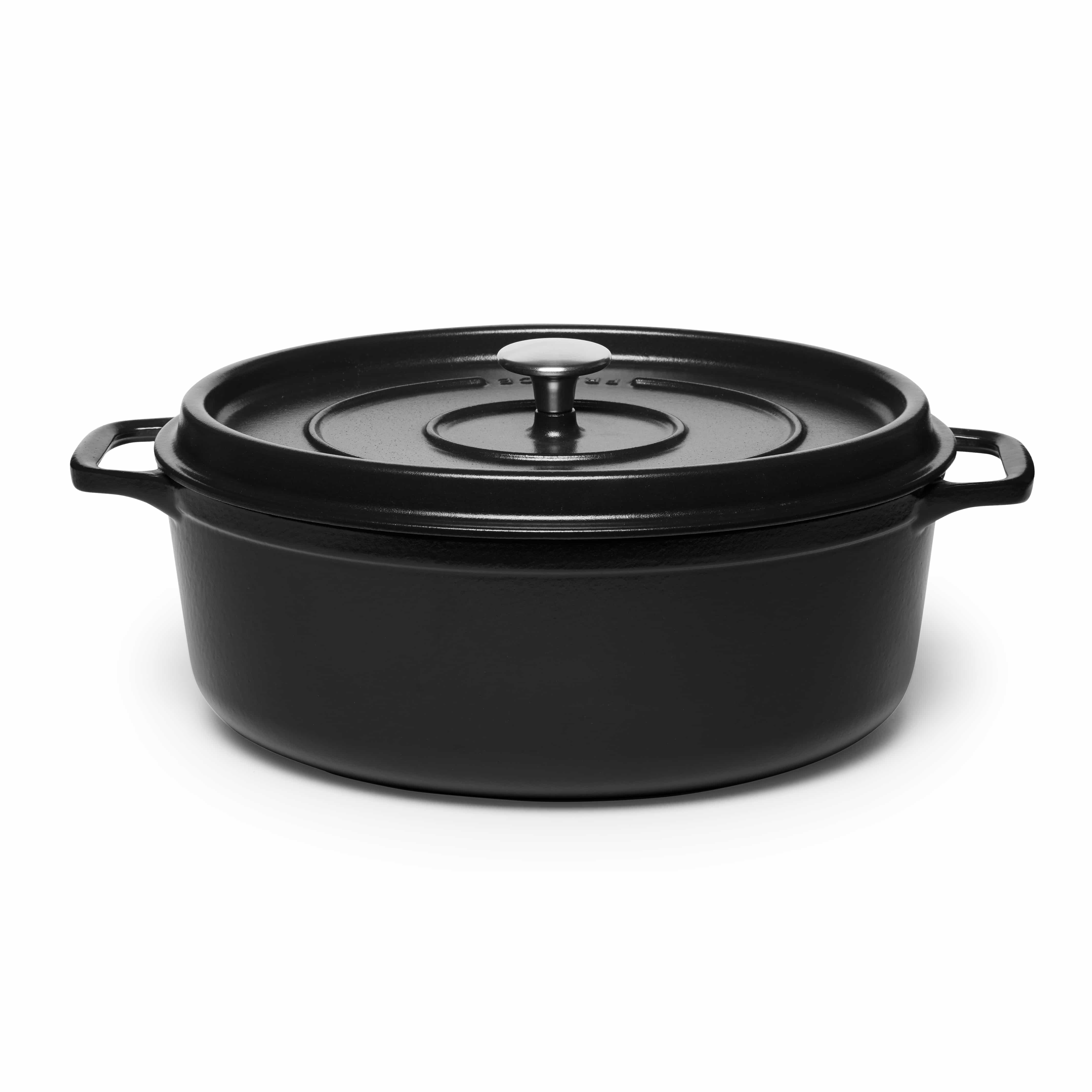 plh: Schwarzer Invicta Schmortopf oval gross Gesamtansicht