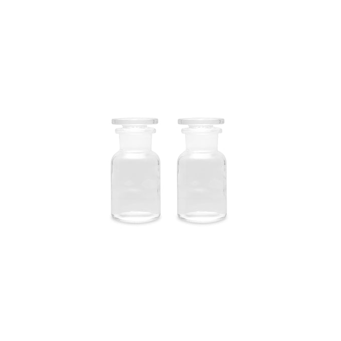 Frontansicht der Apothekerflaschen mit Glasstopfen in der Grösse Mini von Trendglas Jena