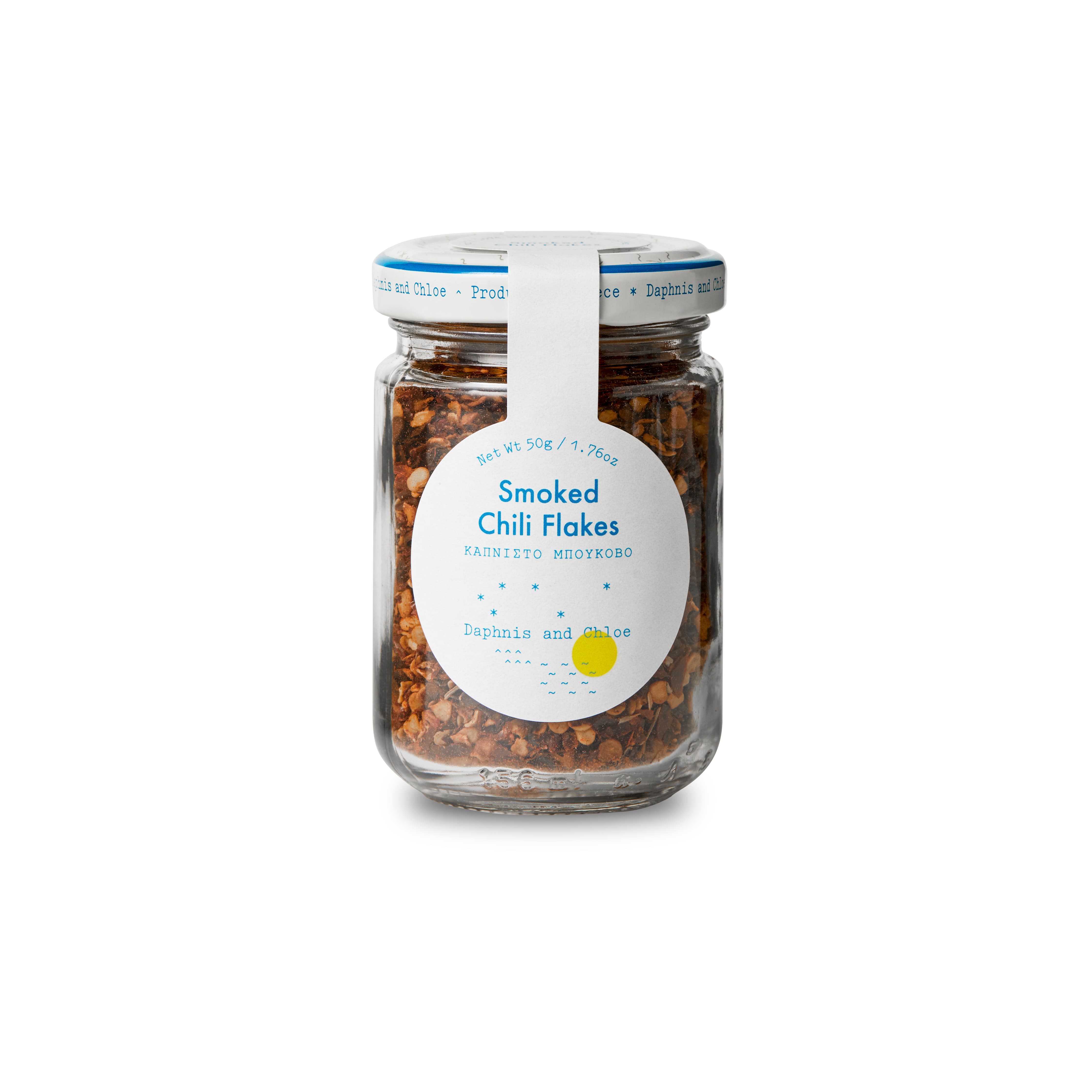 Geräucherte Bukovo Chiliflakes von Daphnis und Chloe im Glas