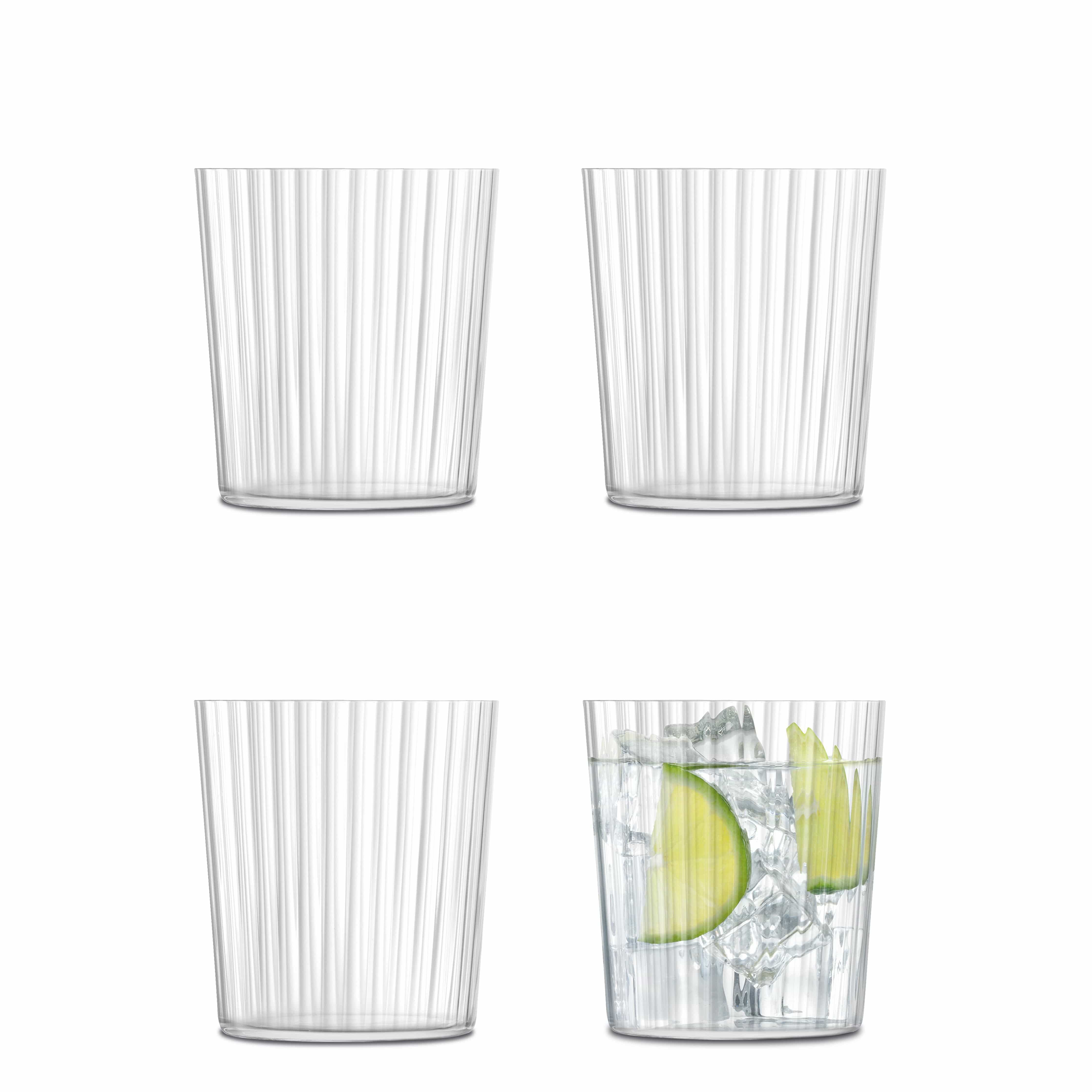 Vierer Set des geriffelten Trinkglases Gio Line 390 ml von LSA