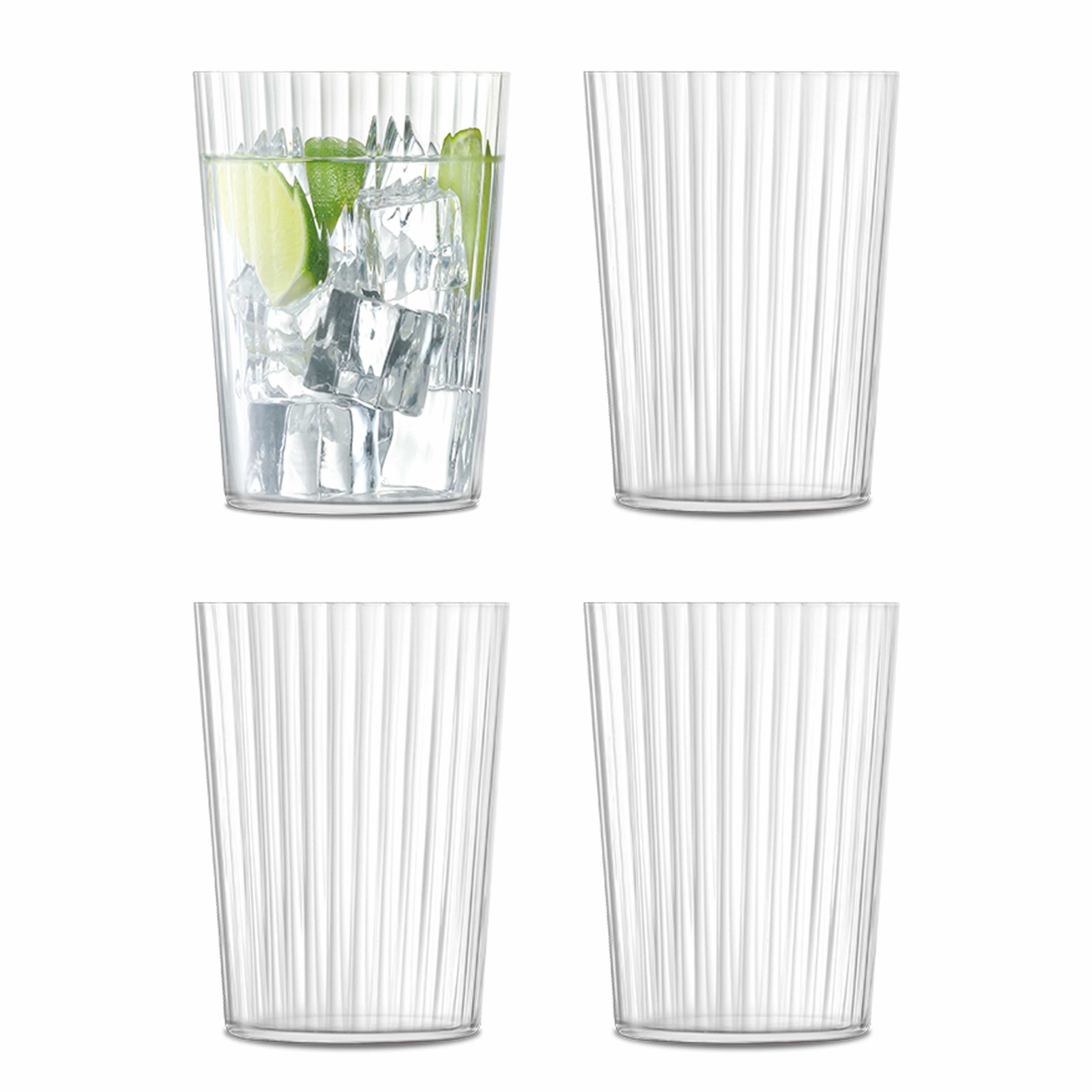 Vierer Set des geriffelten Trinkglases Gio Line 490 ml von LSA