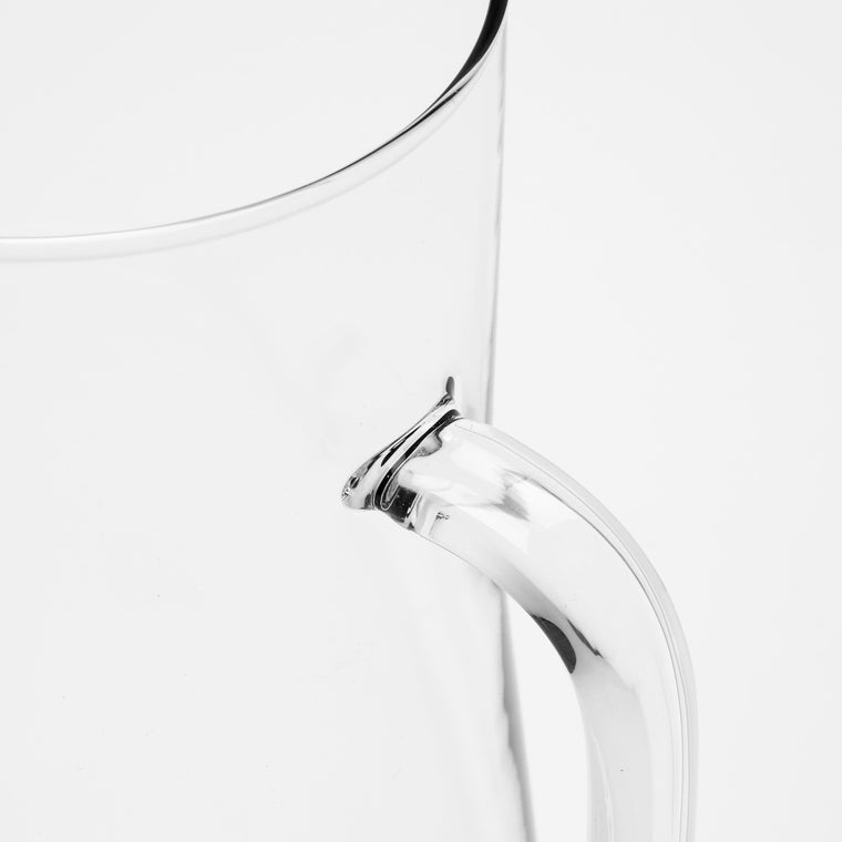 Detailaufnahme des Griffes des Glaskrug aus Borosilikatglas