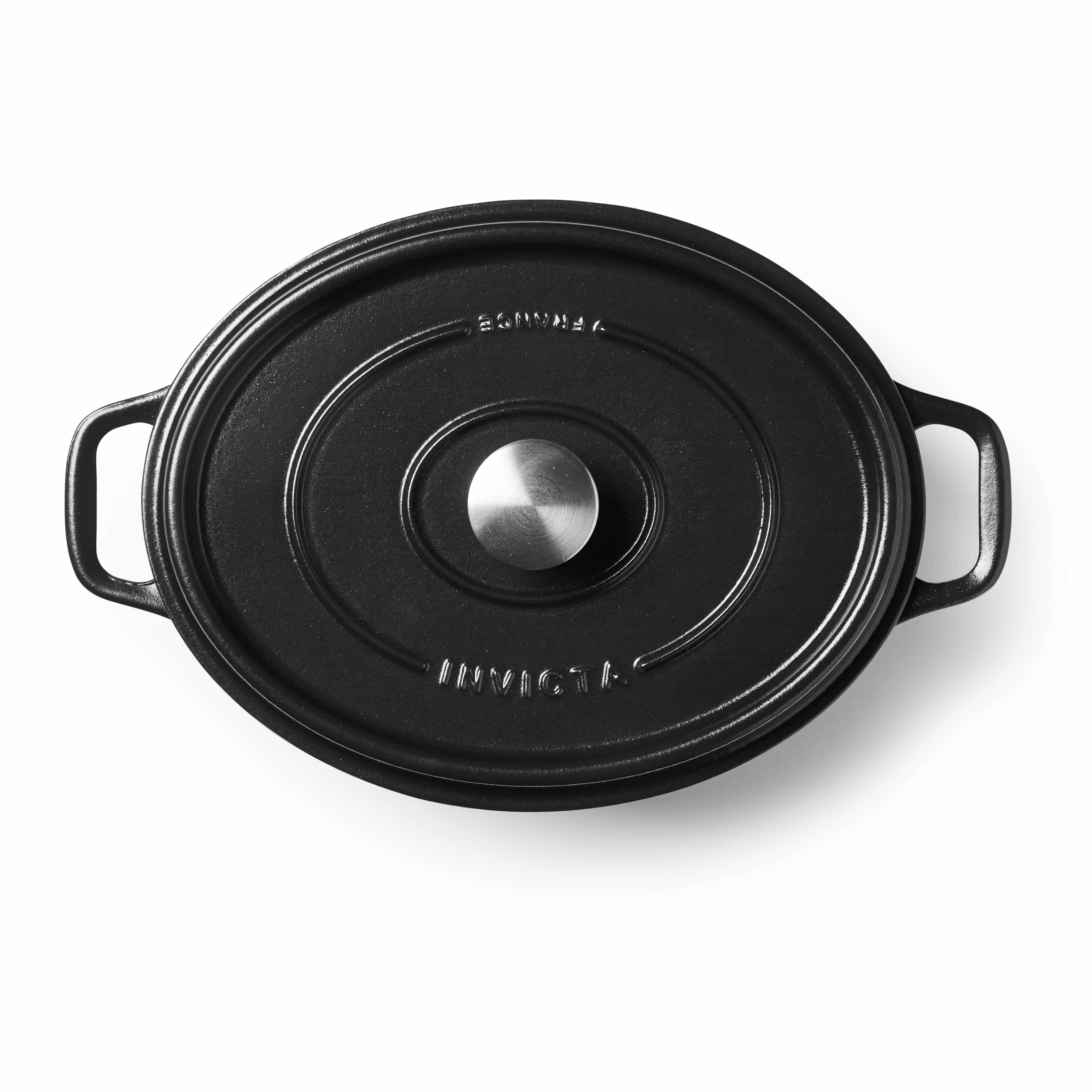 Schwarzer Invicta Schmortopf oval klein Ansicht von oben