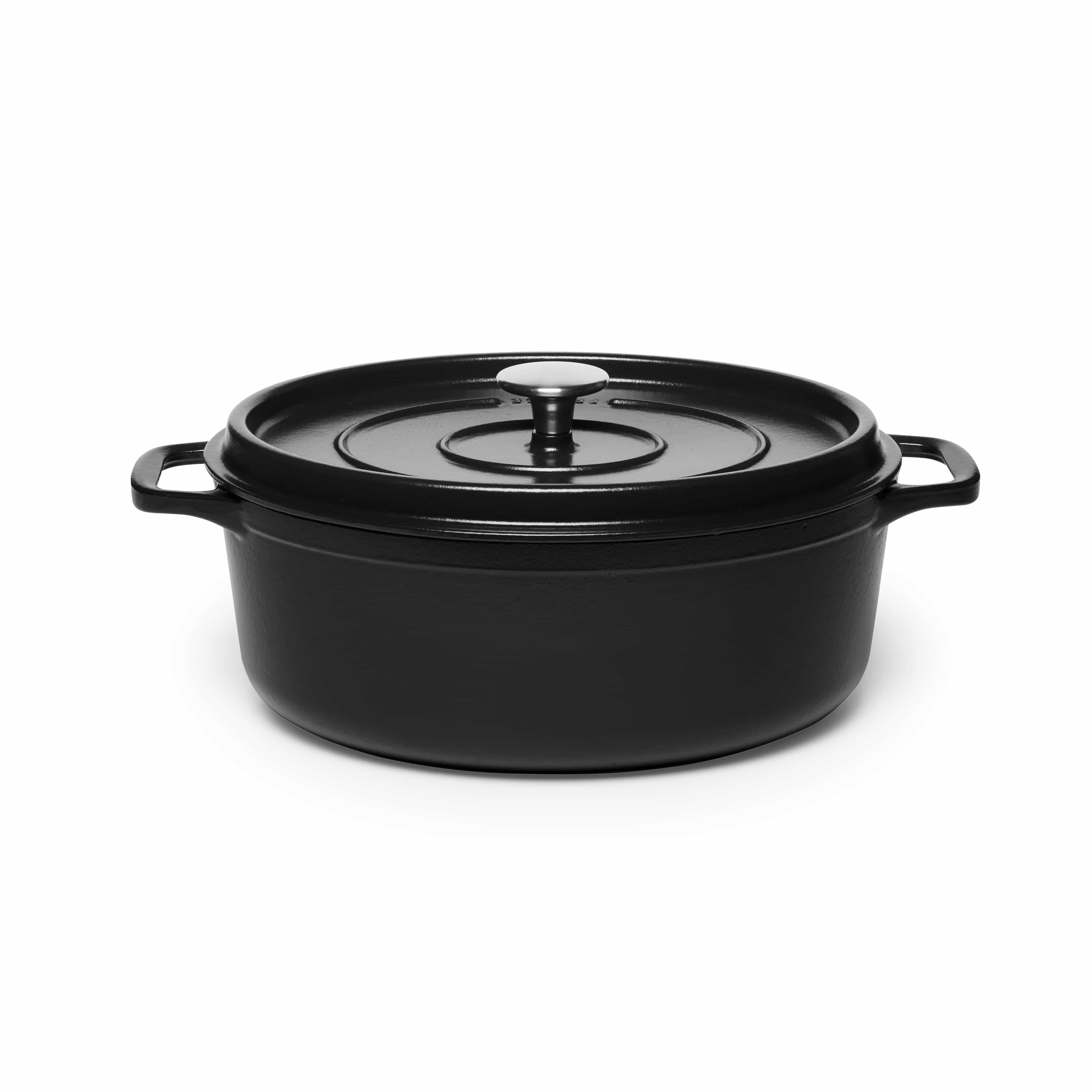 Schwarzer Invicta Schmortopf oval klein Gesamtansicht