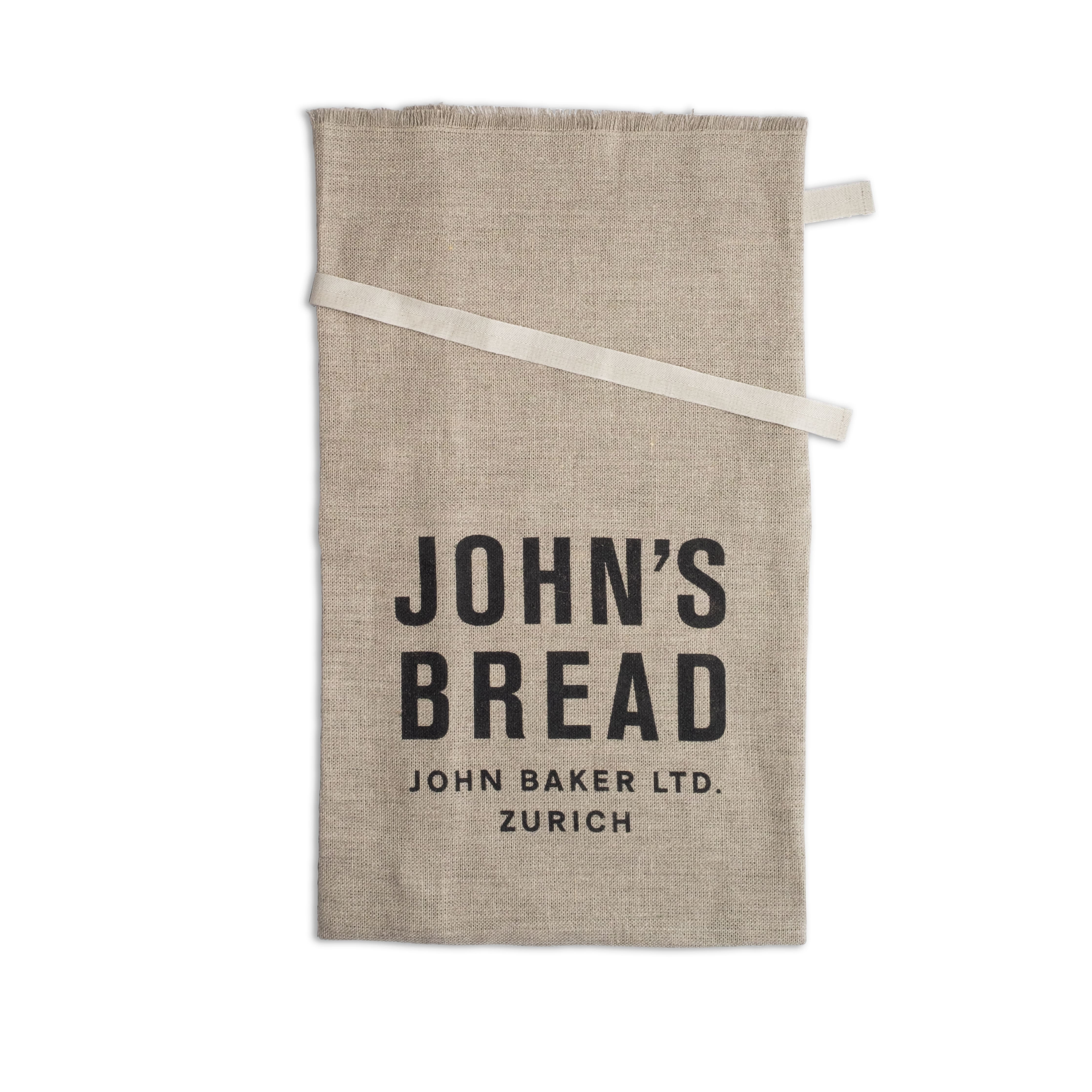 Ansicht des aufgefalteten John Bakers Brotsack aus Naturleinen