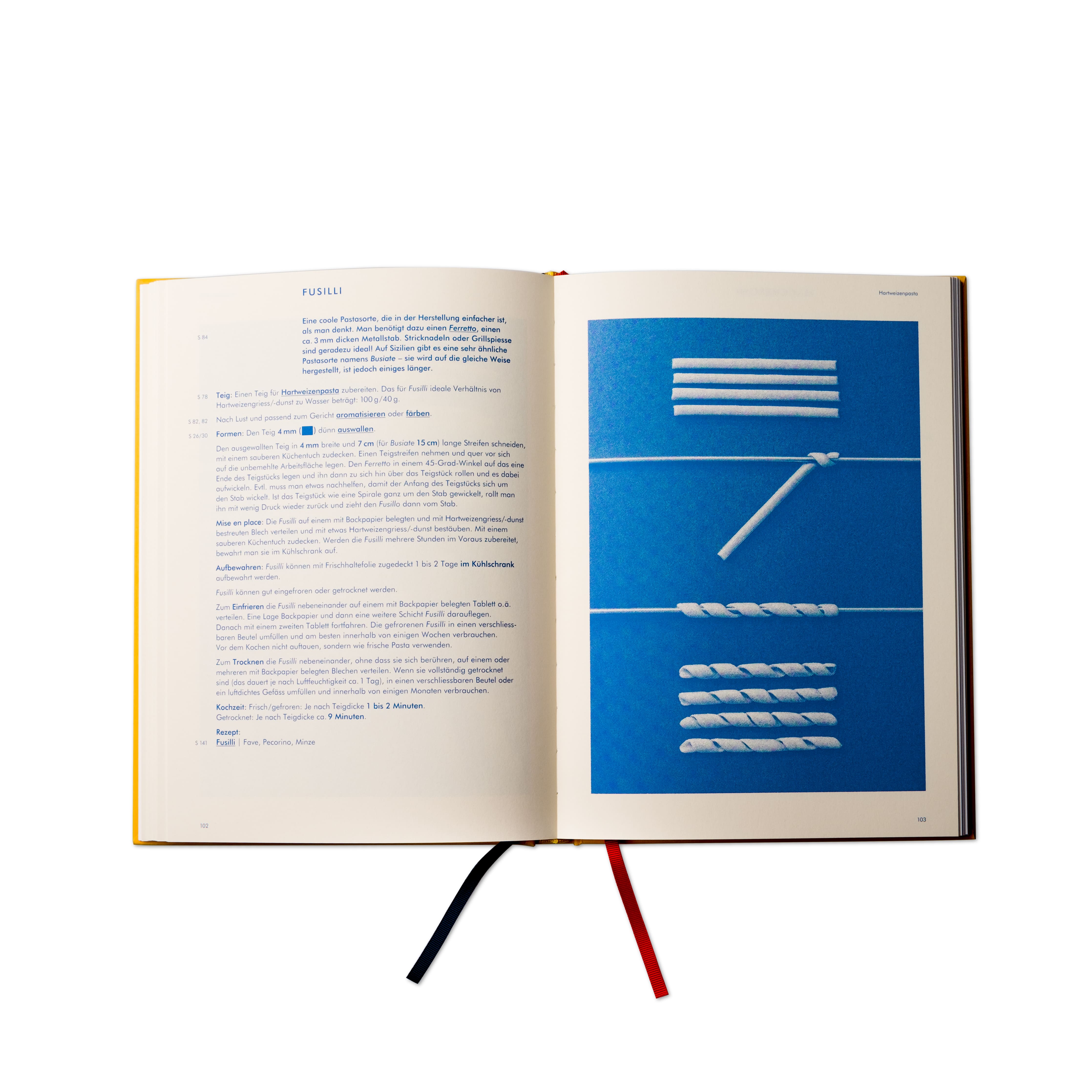 Rezeptanleitung für Hartweizengriess Pasta Seite 102 und 103 aus dem Kochbuch Pasta 