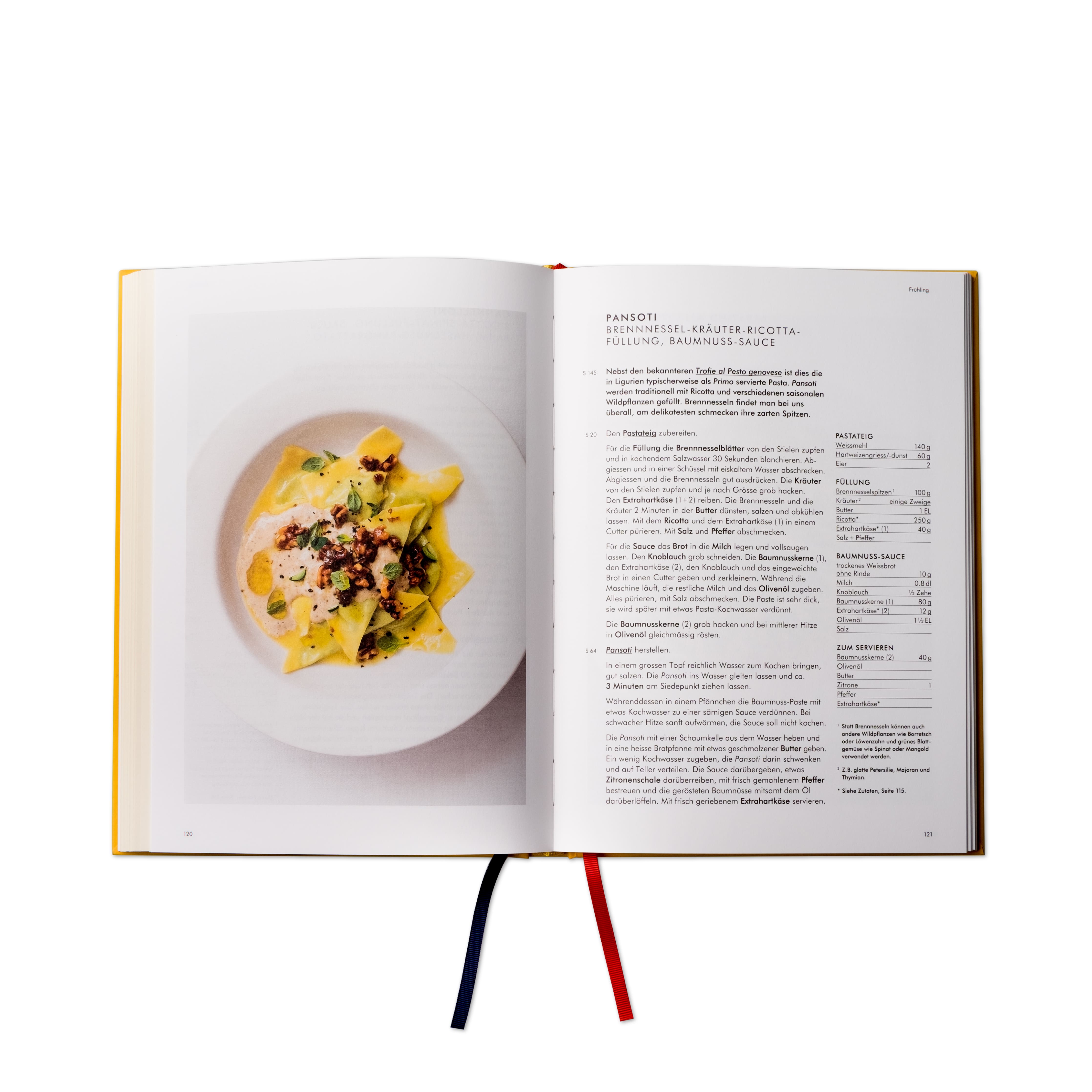 Rezeptanleitung für Pansoti mit Brennnessel Kräuter Ricotta auf Seite 121 aus dem Kochbuch Pasta 