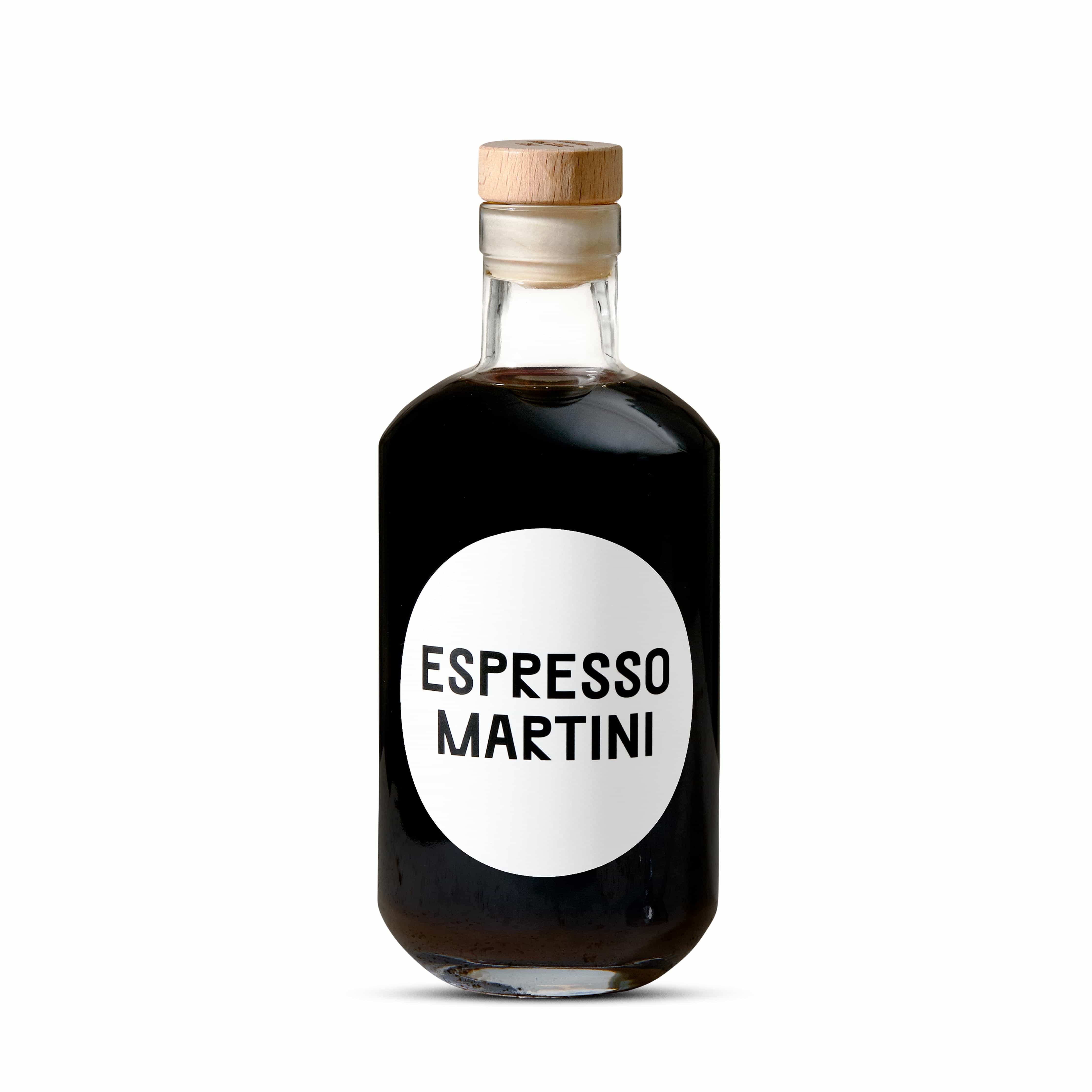 The Cocktail Espresso Martini 500 ml in einer Glasflasche mit Zapfen und Holzdeckel