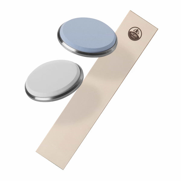 3 teiliges Horl Premium Schärfepaket dargestellt mit seinen Einzelteilen